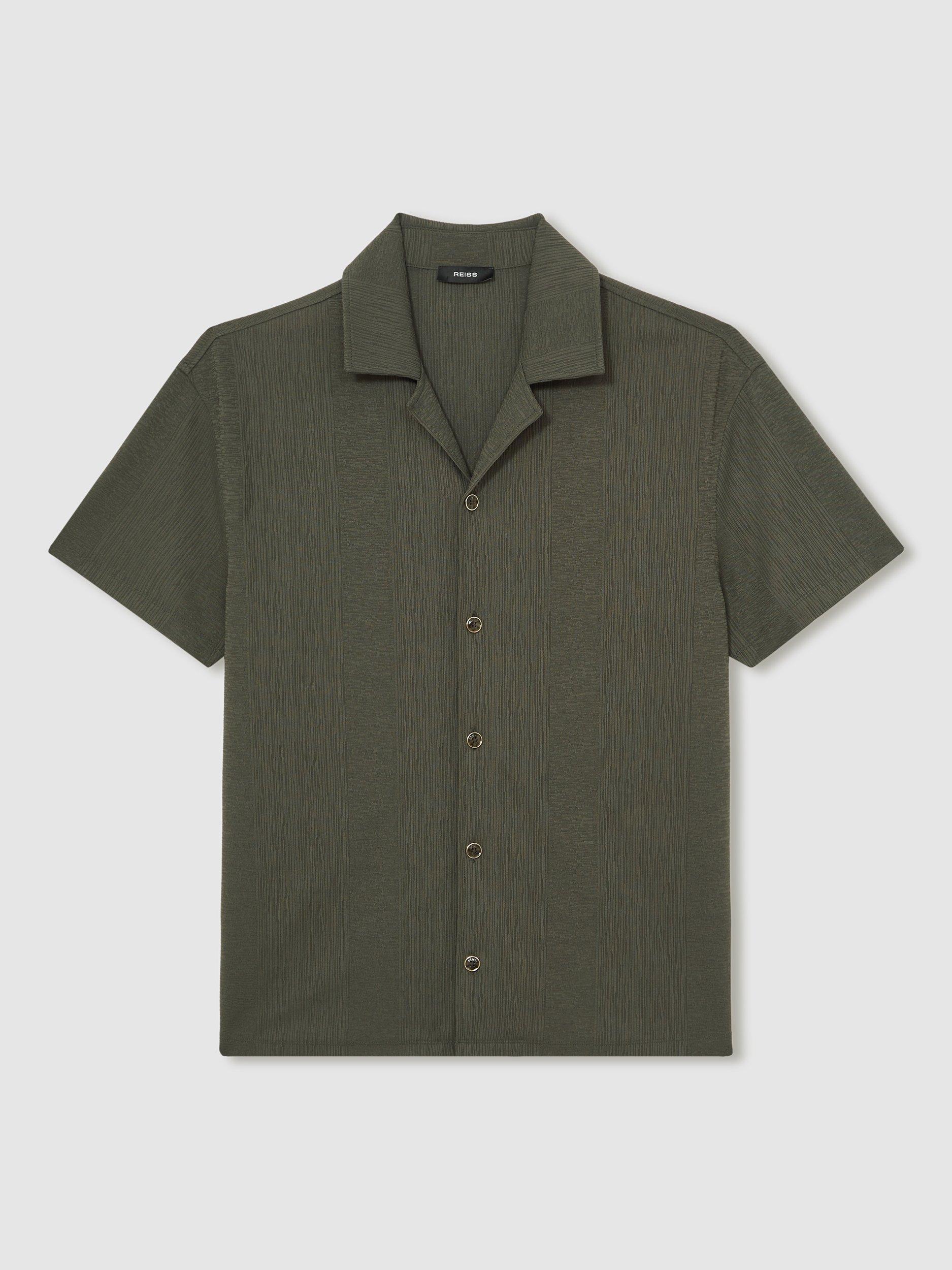 Product image 3 of 5, which shows Reiss Ando Short Sleeve Shirt, Dark Green, XS