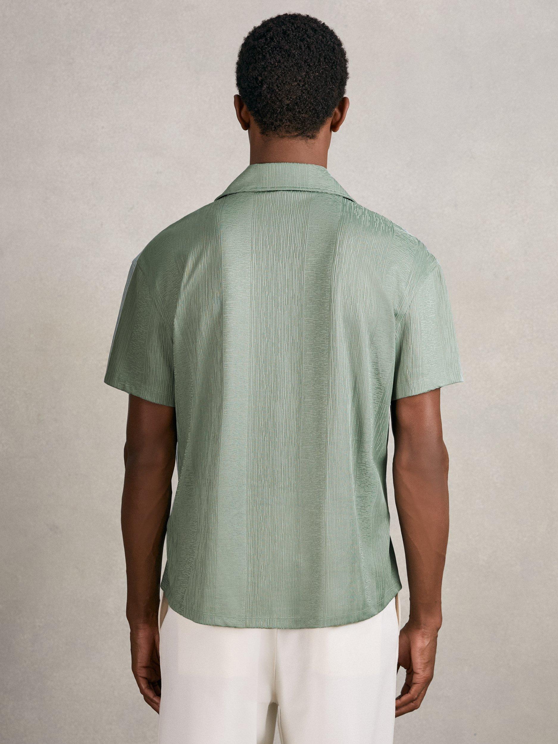 Product image 2 of 5, which shows Reiss Ando Airforce Short Sleeve Shirt, Mint Green, XS