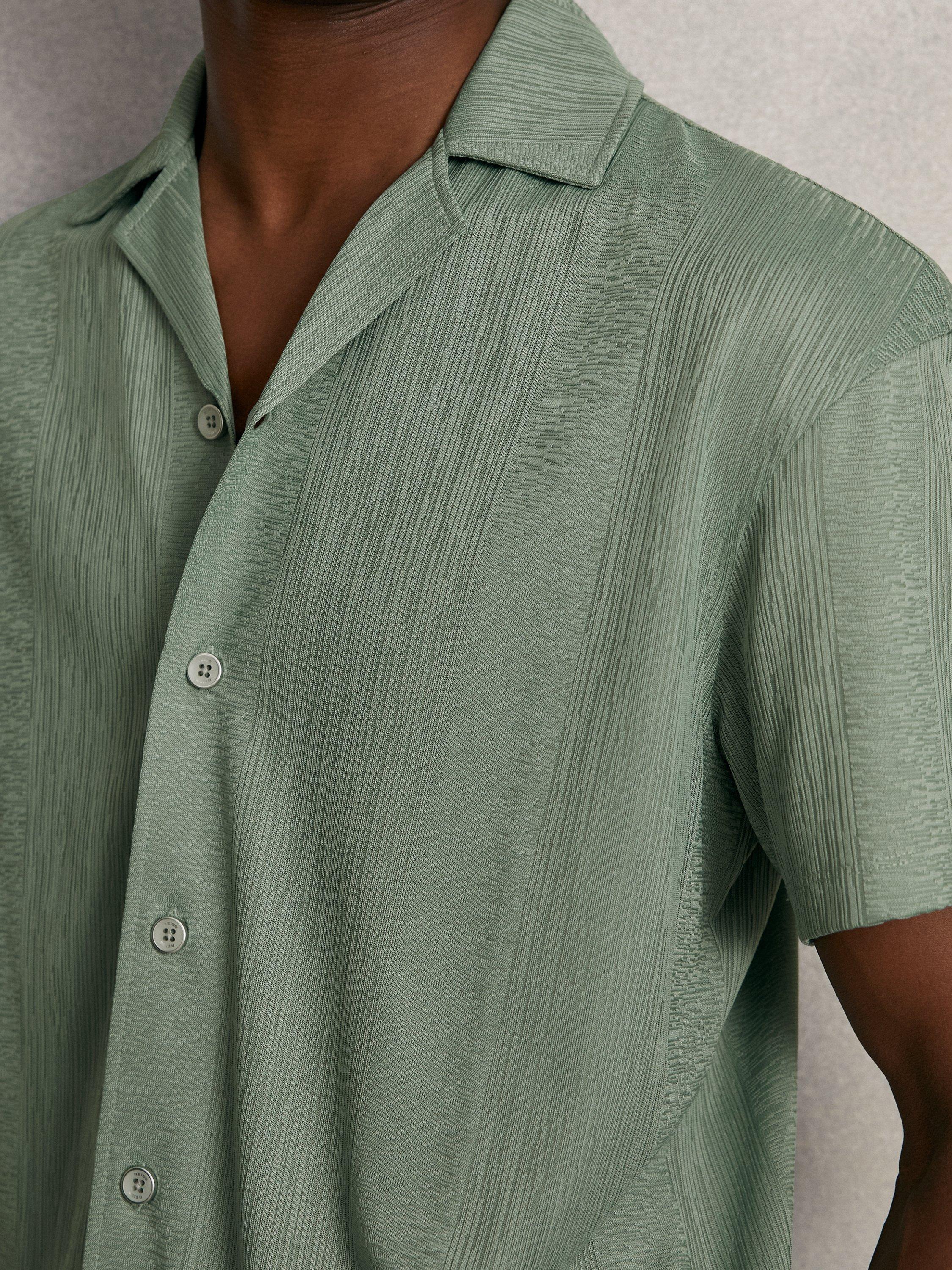Product image 5 of 5, which shows Reiss Ando Airforce Short Sleeve Shirt, Mint Green, XS