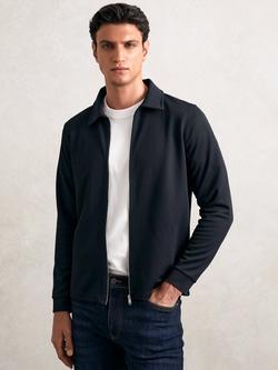 Reiss Bailey Zip Front Overshirt, Navy