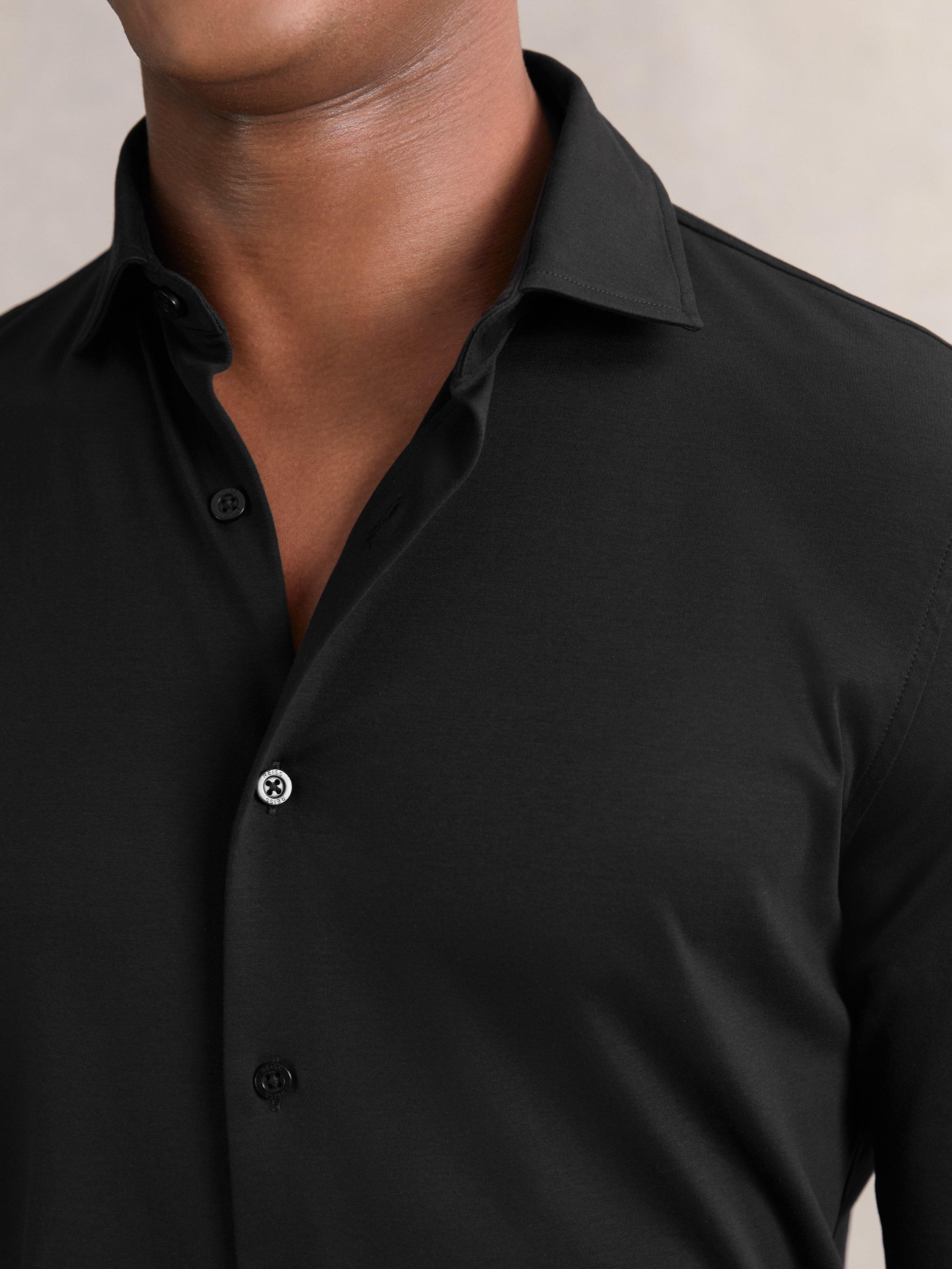 Product image 2 of 5, which shows Reiss Duke Long Sleeve Shirt, Black, XS