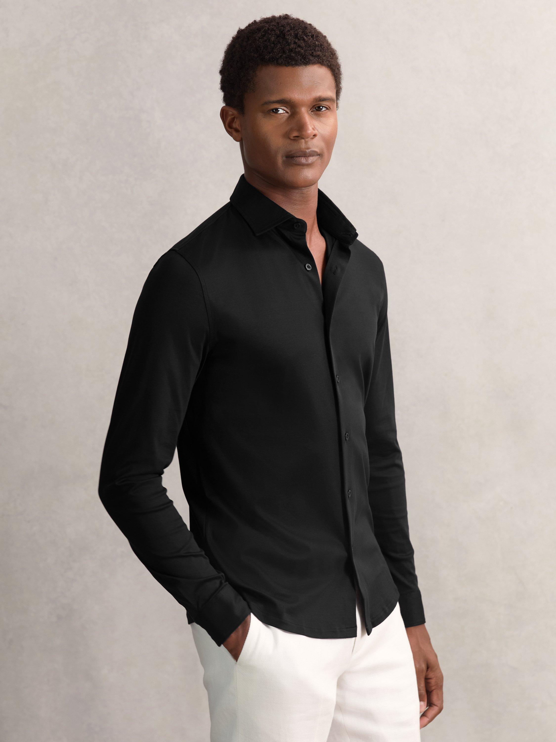 Product image 4 of 5, which shows Reiss Duke Long Sleeve Shirt, Black, XS