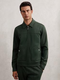 Reiss Newland Overshirt, Dark Sage Green, Dark Sage Green