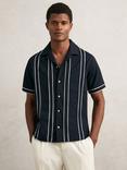 Reiss Sander Regular Fit Revere Collar Shirt, Navy/White