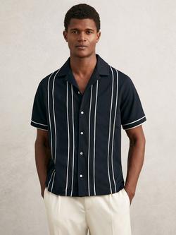 Reiss Sander Regular Fit Revere Collar Shirt, Navy/White, Navy/White