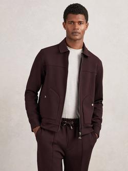 Reiss Newland Zip Front Overshirt, Cherry Red