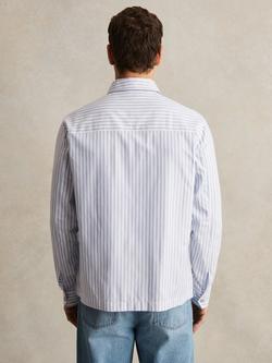 Reiss Palina Zip Front Stripe Cotton Shirt - view 2, White/Soft Blue