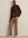 Reiss Blackhall Half Zip Merino Wool Jumper, Cinnamon Brown