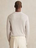 Reiss Milburn Buttonless Long Sleeve Polo Shirt, Wicker Brown Melange