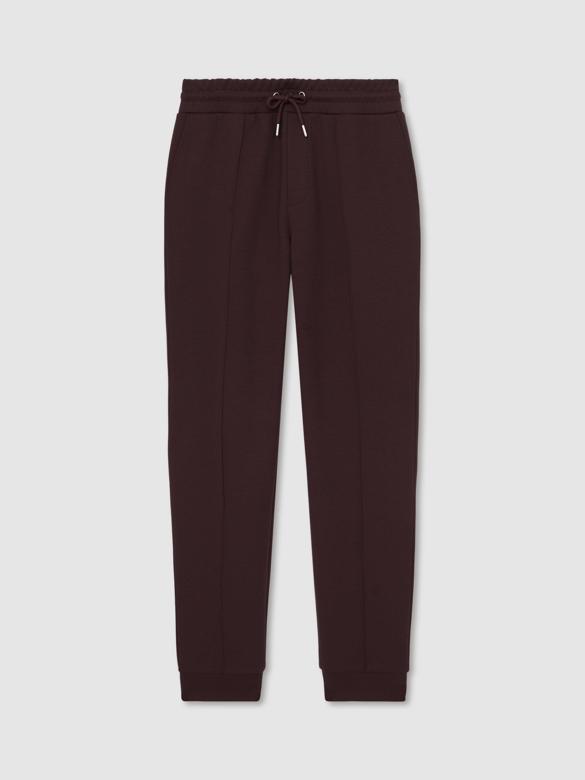 Product image 3 of 5, which shows Reiss Premier Interlock Drawstring Joggers, Cherry Red, XS