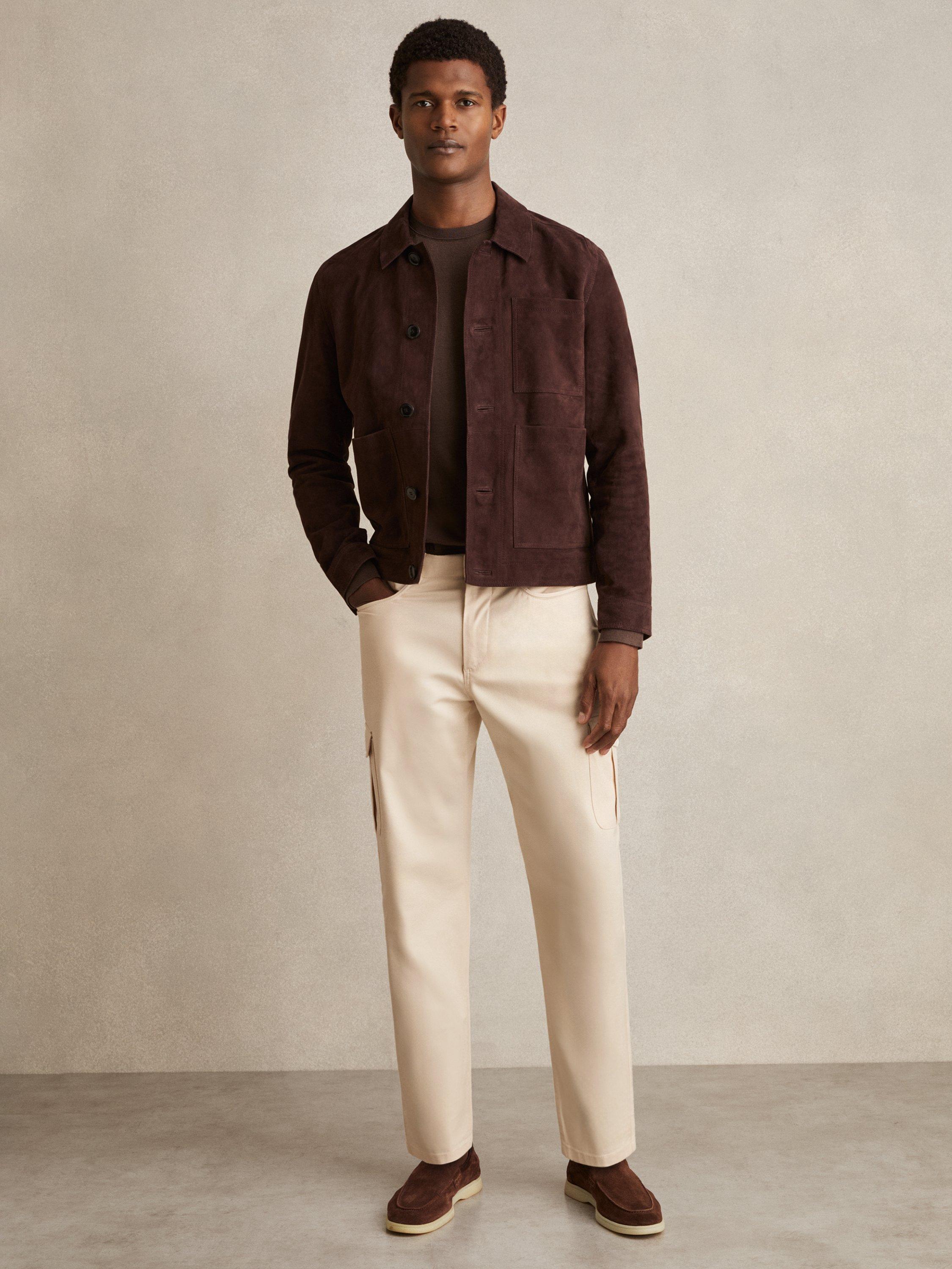 Product image 1 of 5, which shows Reiss Robinson Cargo Trousers, Light Stone, 28R
