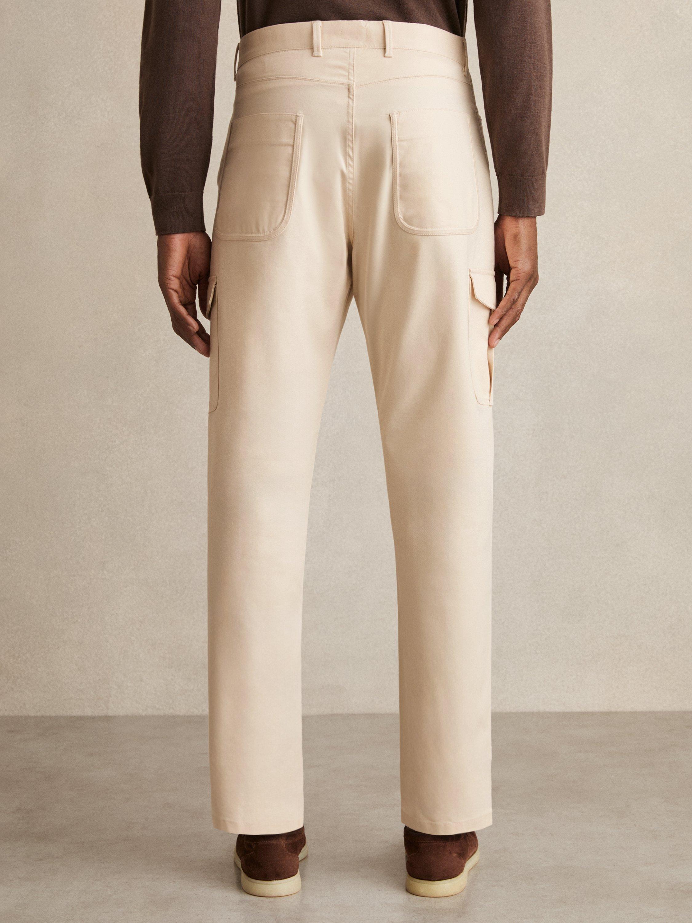Product image 2 of 5, which shows Reiss Robinson Cargo Trousers, Light Stone, 28R
