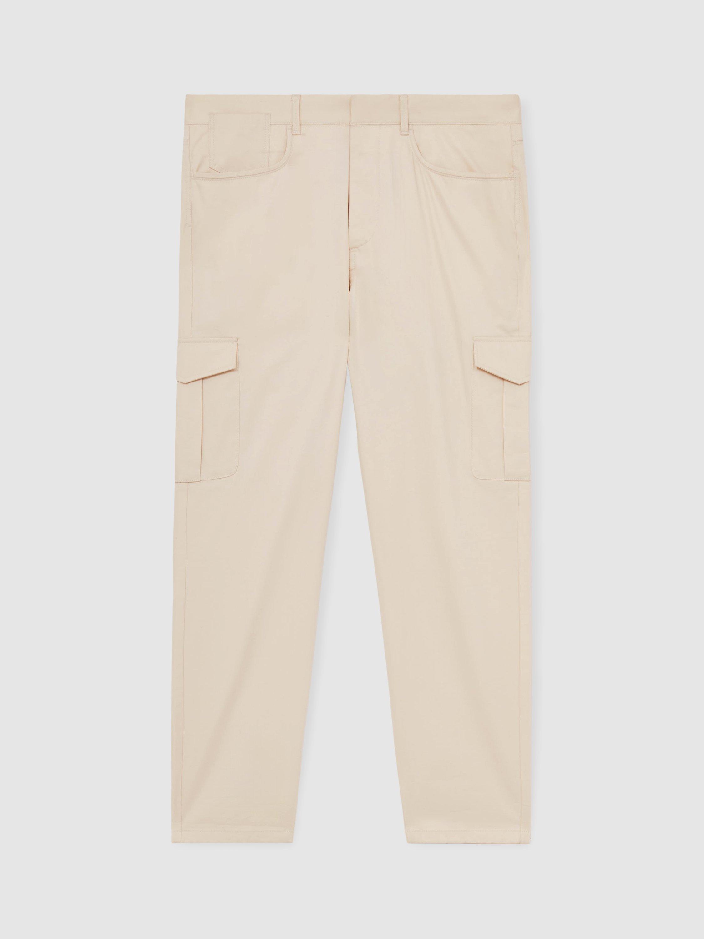 Product image 3 of 5, which shows Reiss Robinson Cargo Trousers, Light Stone, 28R