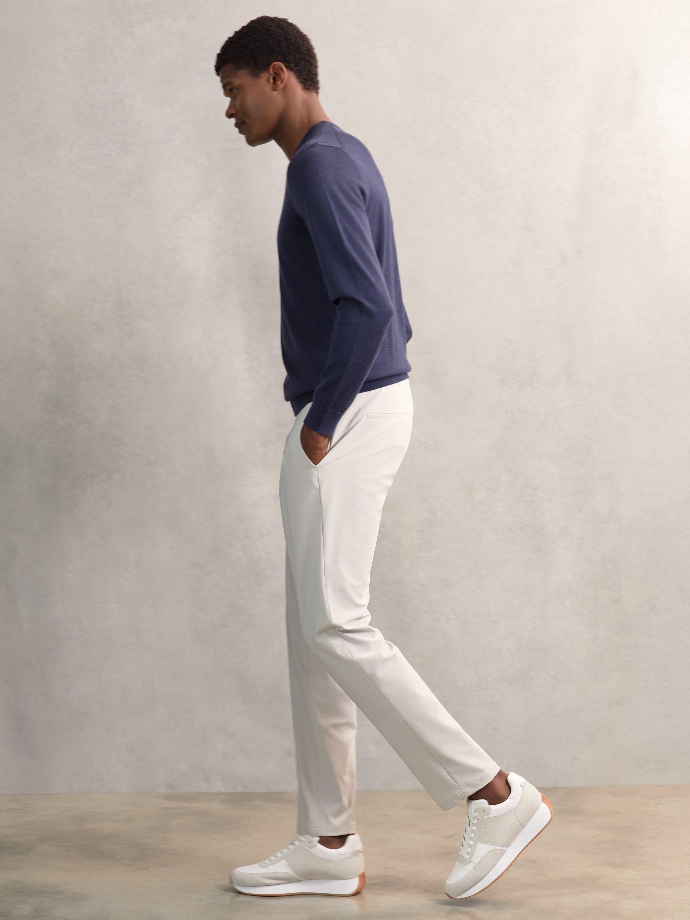 Product image 5 of 5, which shows Reiss Split Straight Chinos, Ice Blue, 28R