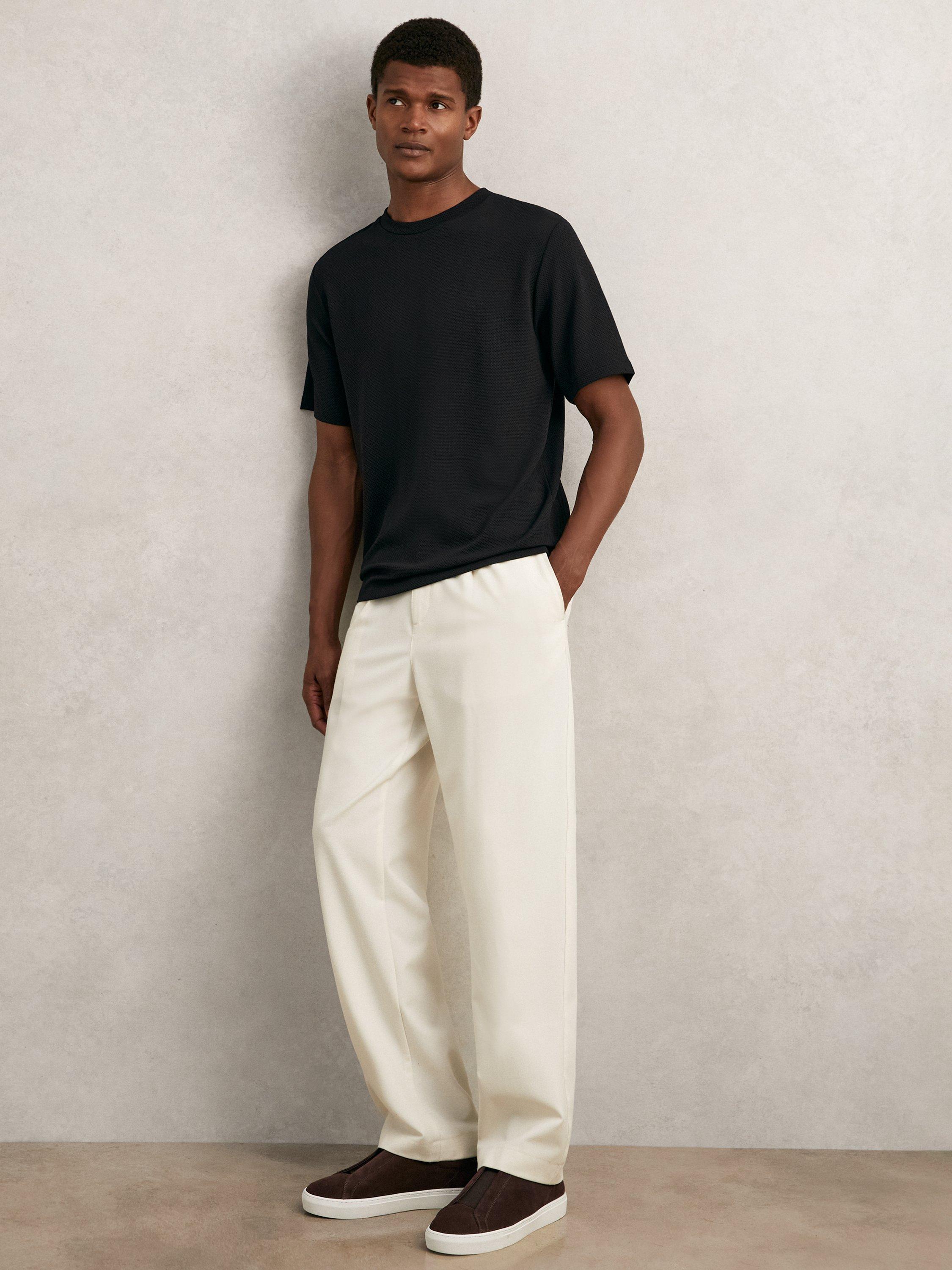 Product image 1 of 5, which shows Reiss Wick Textured Crew-Neck T-Shirt, Black, XS