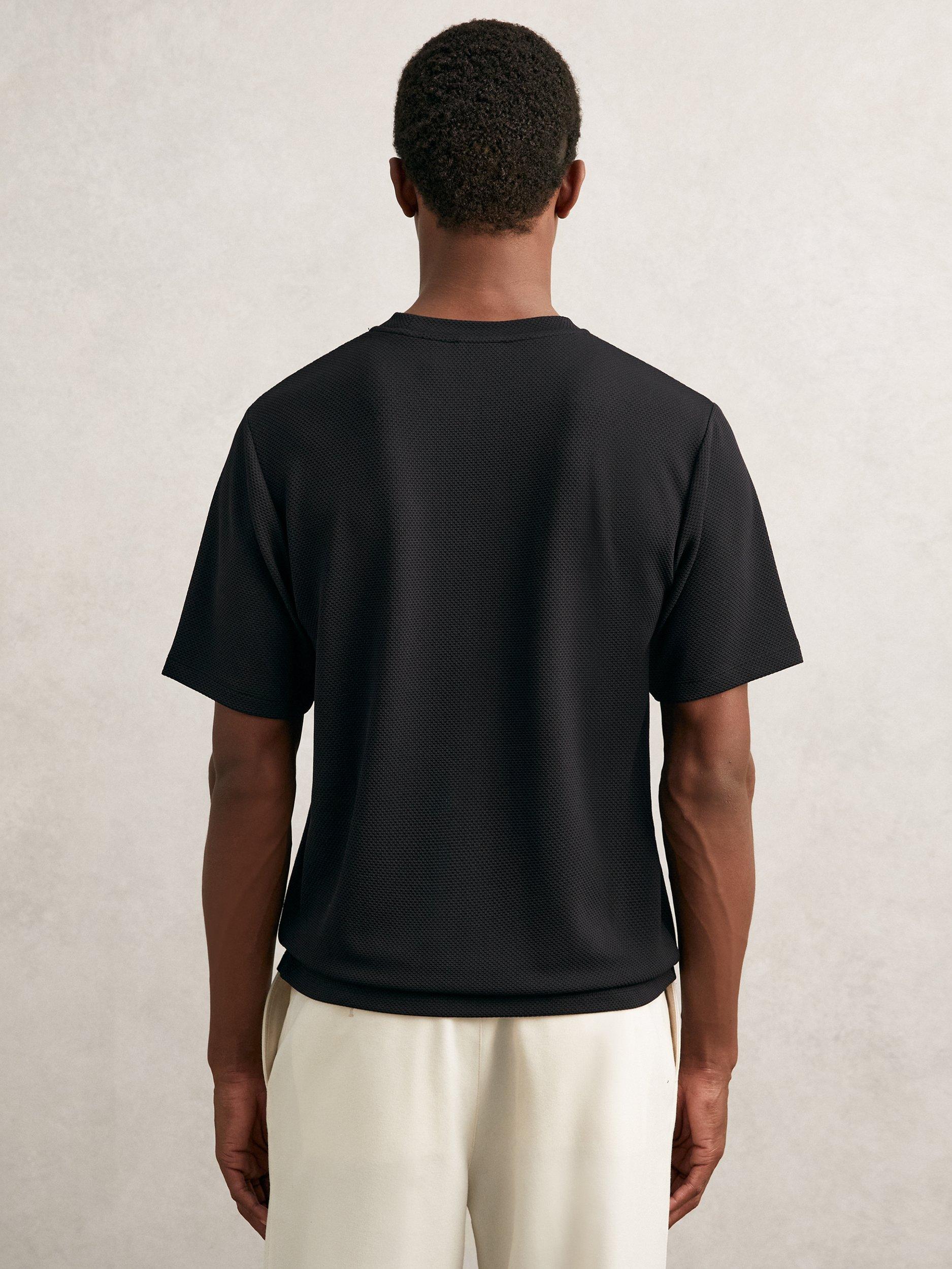 Product image 3 of 5, which shows Reiss Wick Textured Crew-Neck T-Shirt, Black, XS