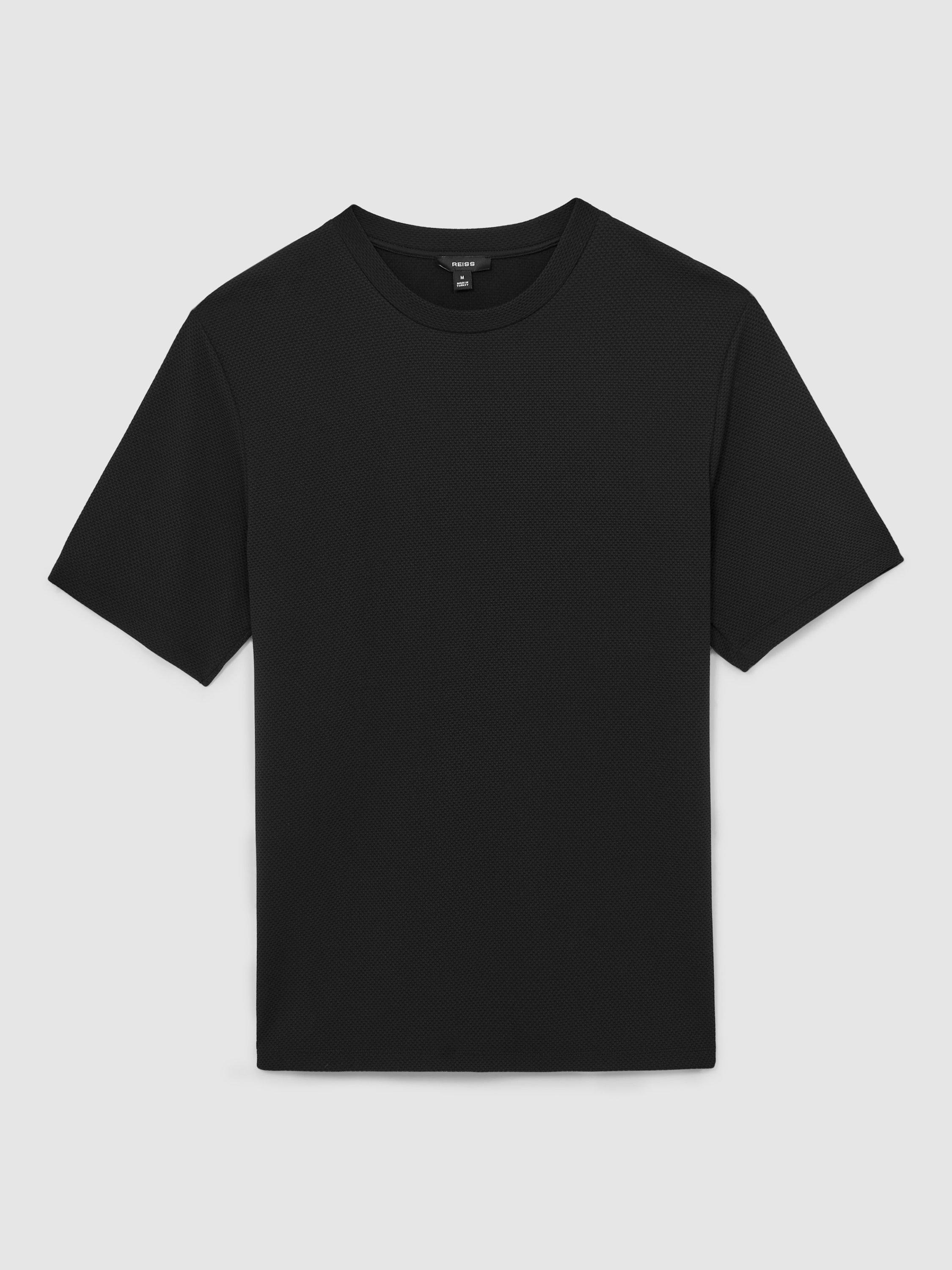 Product image 4 of 5, which shows Reiss Wick Textured Crew-Neck T-Shirt, Black, XS