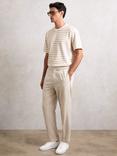 Reiss Woodhall Cotton Regular Fit Short Sleeve Stripe T-Shirt, Oatmeal/White
