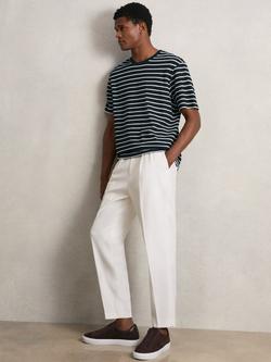 Reiss Woodhall Striped Cotton T-Shirt, White/Navy, White/Navy