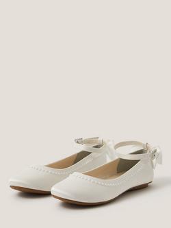 Monsoon Kids' Sara Ballerina Flat Shoes, Ivory - view 2, Ivory