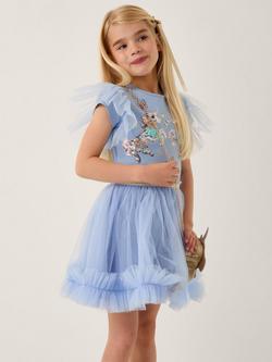 Monsoon Kids' Sequin Unicorn Disco Dress, Blue, Blue