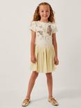 Monsoon Kids' Sequin Unicorn Plisse Dress, Ivory