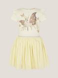 Monsoon Kids' Sequin Unicorn Plisse Dress, Ivory