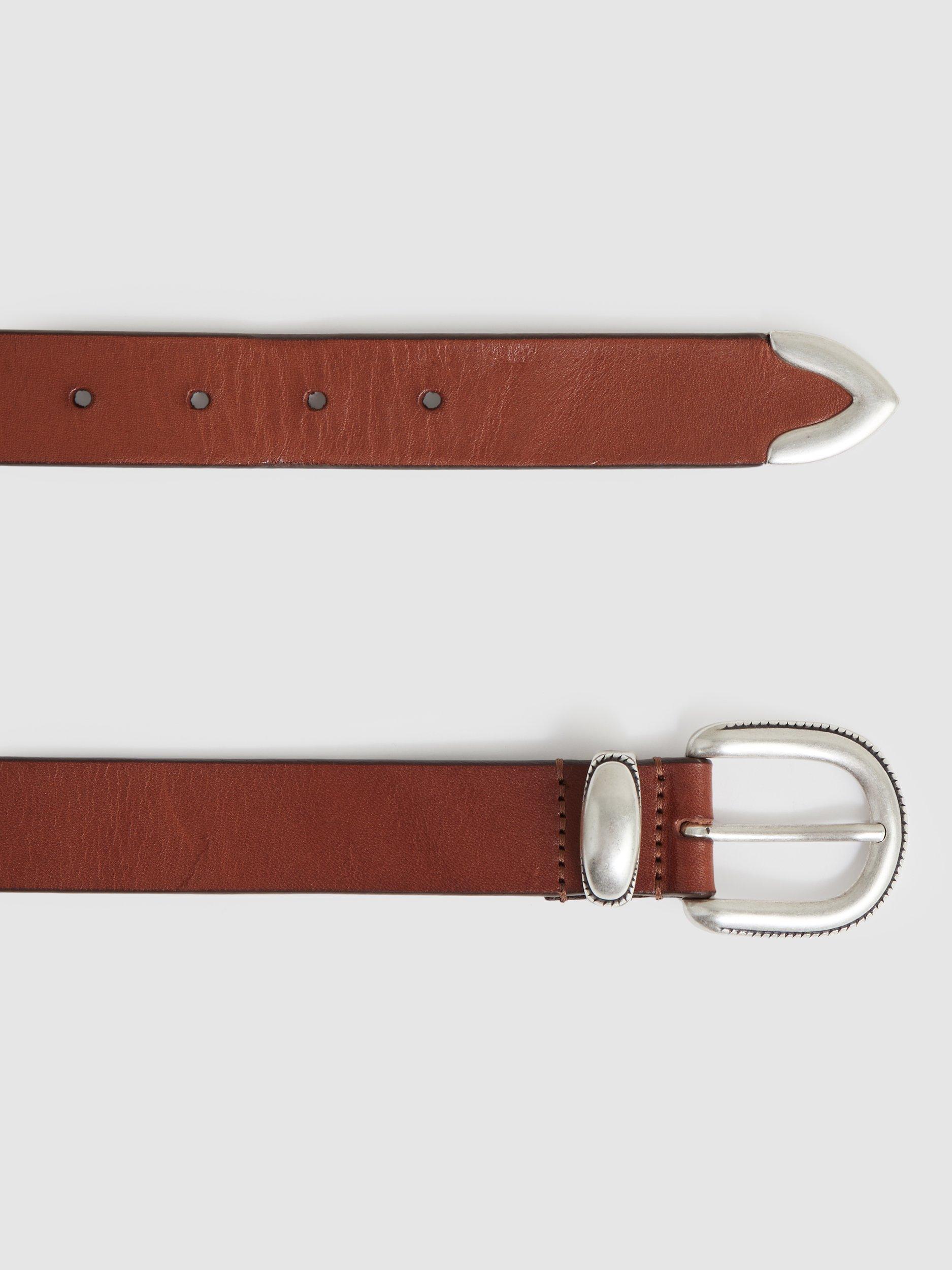 Product image 3 of 4, which shows Reiss Jonny Leather Belt, Tan Brown, 28R