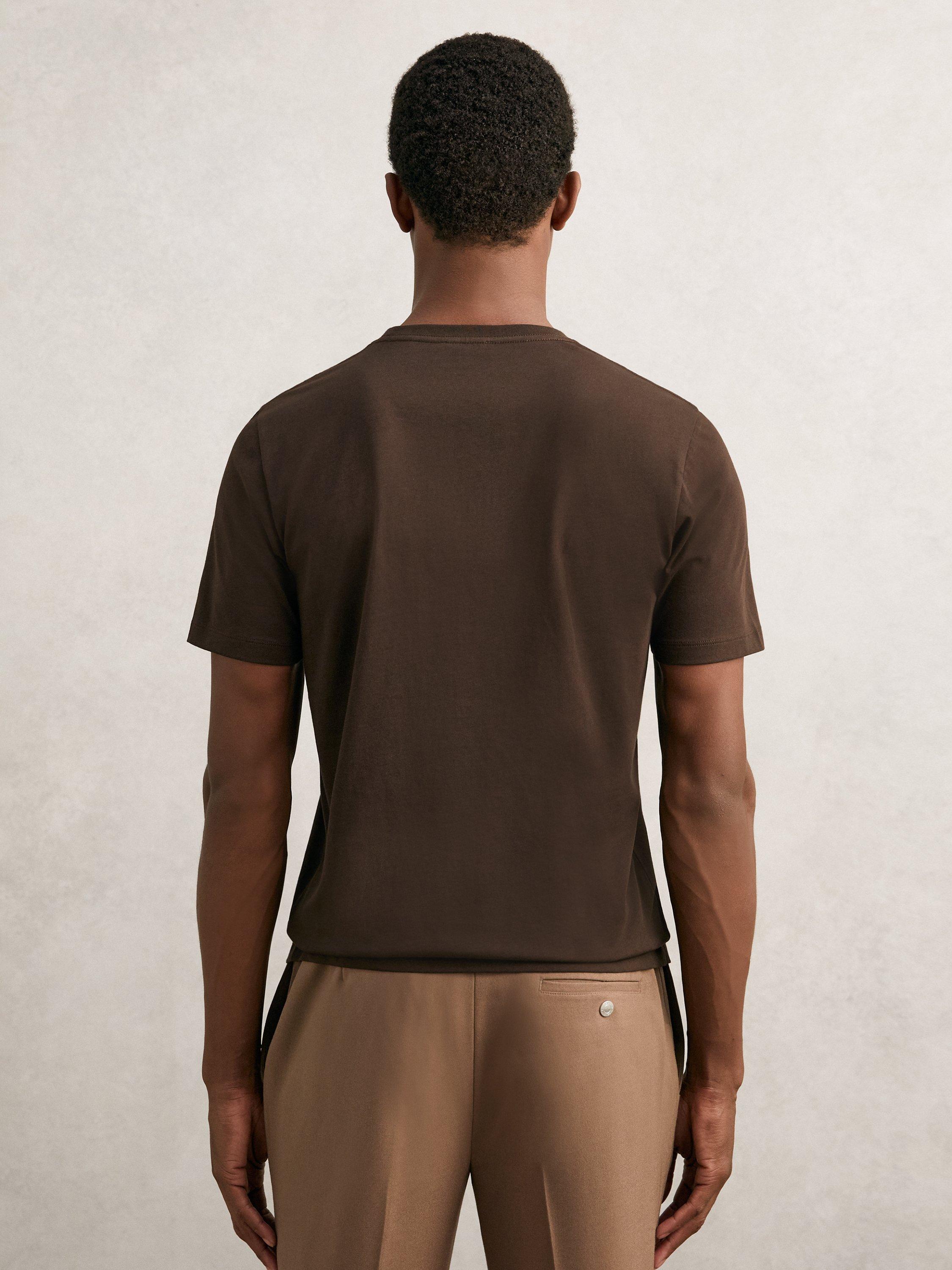 Product image 2 of 5, which shows Reiss Bless Short Sleeve Cotton T-Shirt, Coco Brown, XS