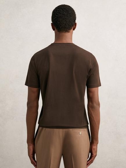 Reiss Bless Short Sleeve Cotton T-Shirt - view 2, Coco Brown