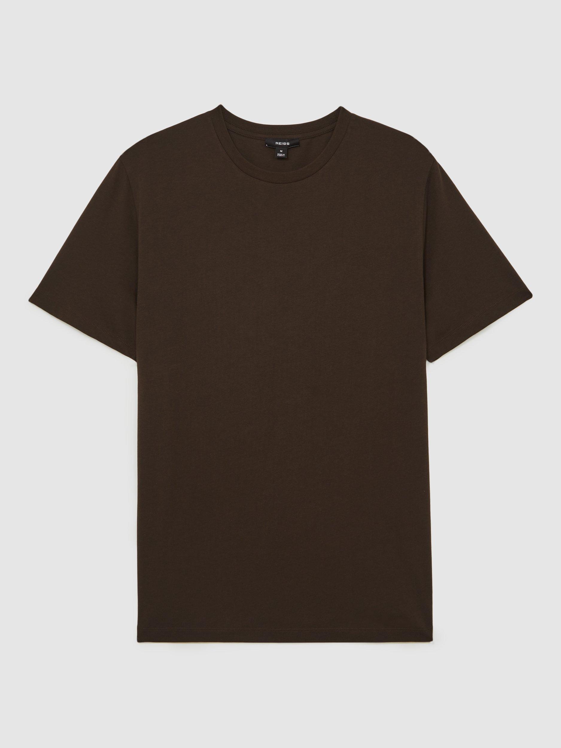 Product image 3 of 5, which shows Reiss Bless Short Sleeve Cotton T-Shirt, Coco Brown, XS