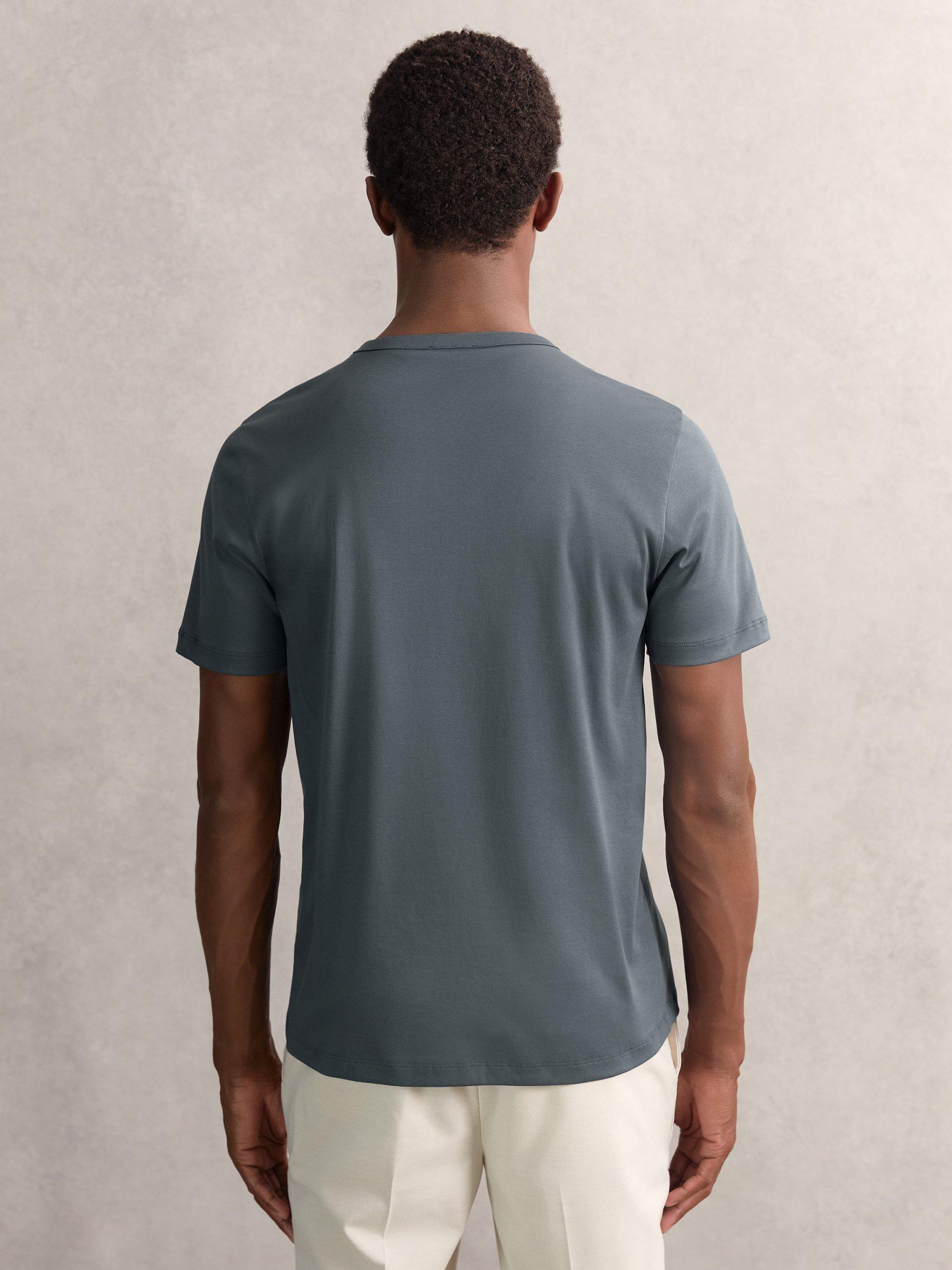 Product image 2 of 5, which shows Reiss Count Cotton Regular Fit T-Shirt, Airforce Blue, XS