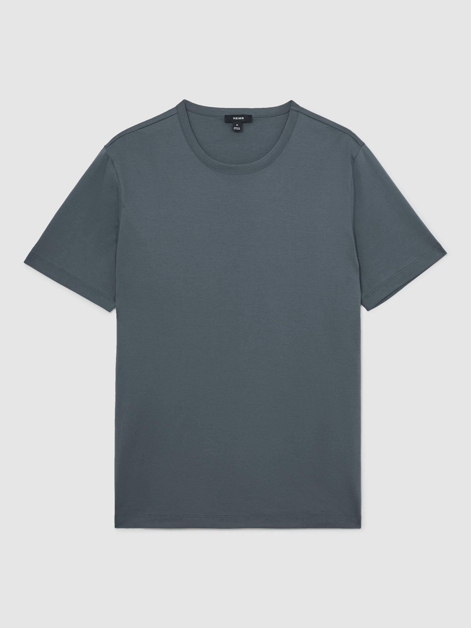 Product image 3 of 5, which shows Reiss Count Cotton Regular Fit T-Shirt, Airforce Blue, XS