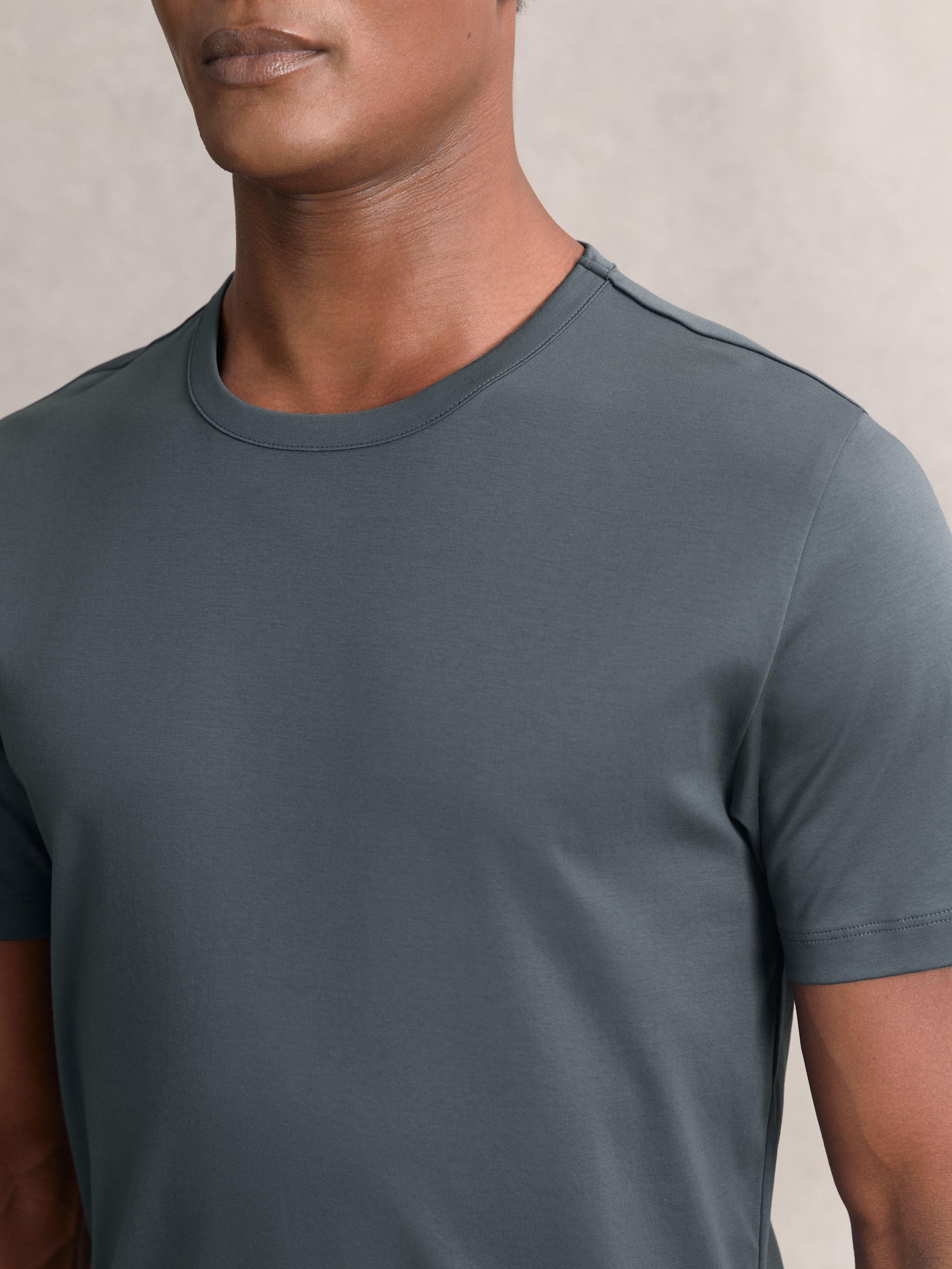Product image 4 of 5, which shows Reiss Count Cotton Regular Fit T-Shirt, Airforce Blue, XS