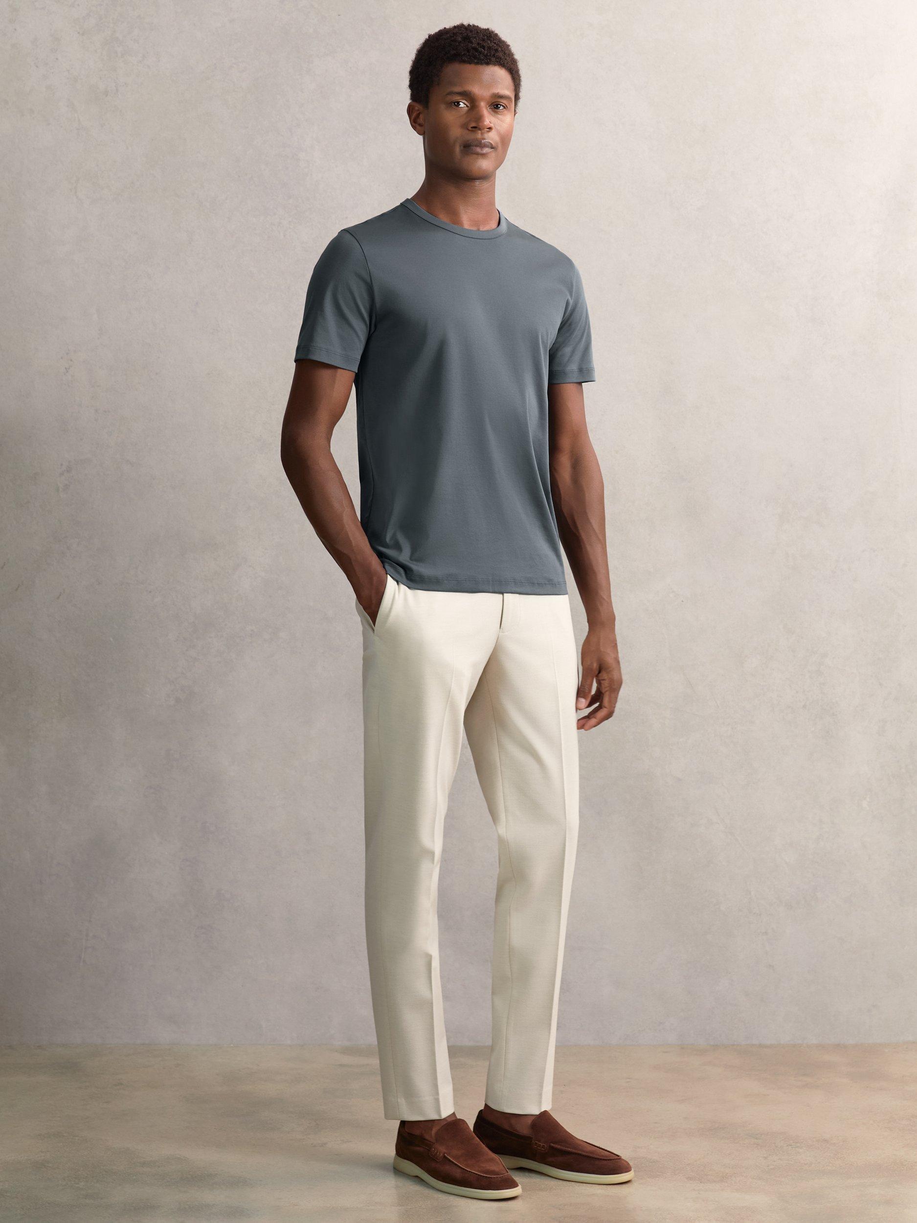 Product image 5 of 5, which shows Reiss Count Cotton Regular Fit T-Shirt, Airforce Blue, XS