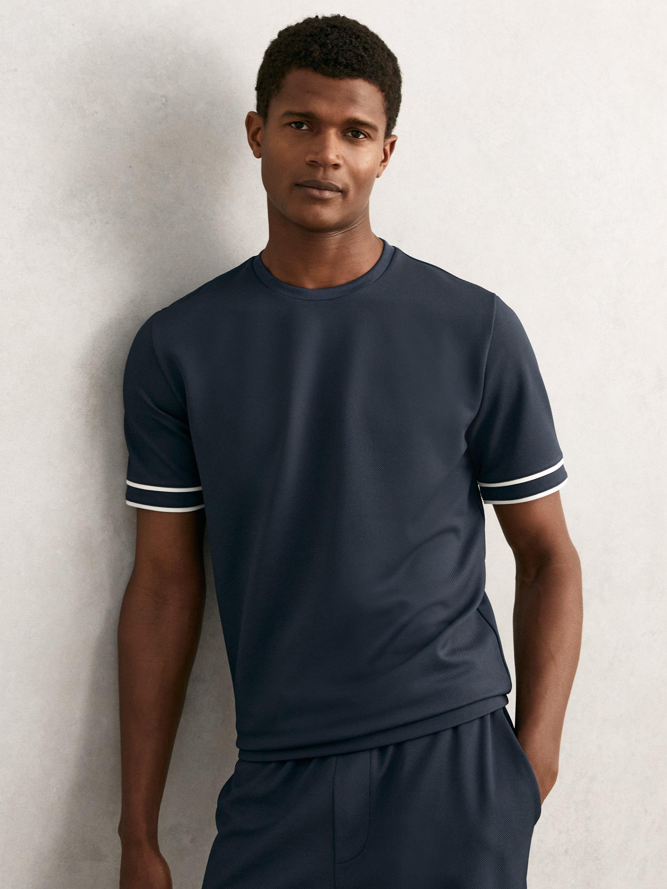 Product image 5 of 5, which shows Reiss Oscar Regular Fit Crew T-Shirt, Airforce Blue, XS