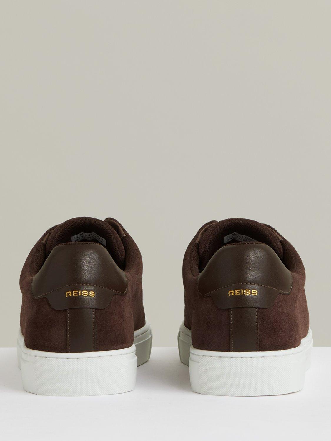 Product image 2 of 5, which shows Reiss Emil Slip On Suede Trainers, Chocolate Brown, 7