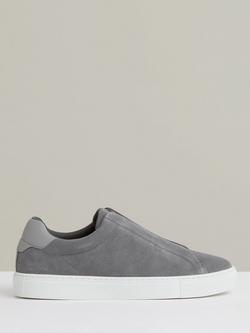 Reiss Emil Slip On Suede Trainers, Grey