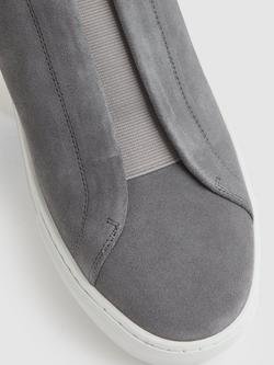 Reiss Emil Slip On Suede Trainers - view 2, Grey