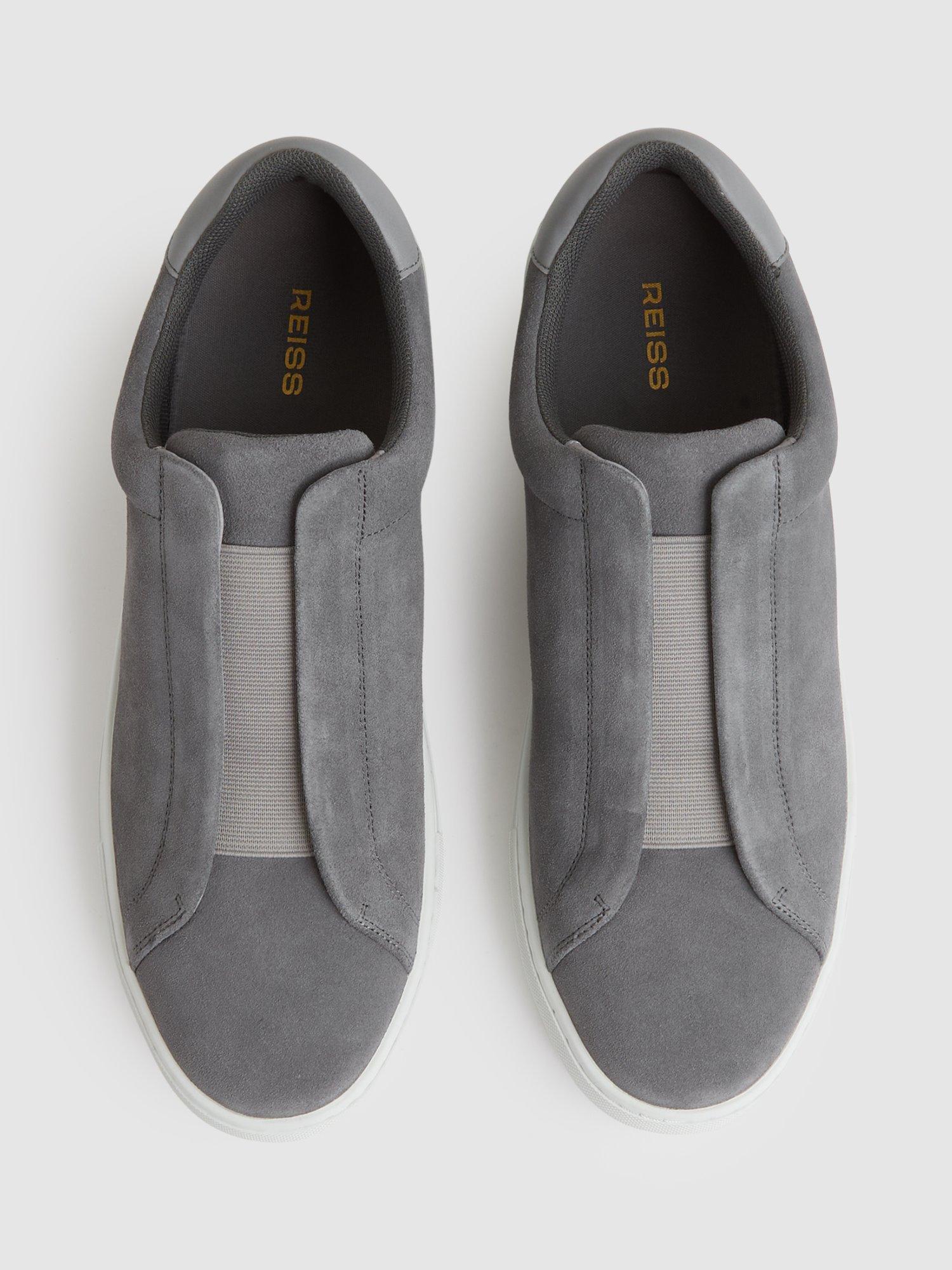 Product image 4 of 5, which shows Reiss Emil Slip On Suede Trainers, Grey, 9