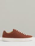 Reiss Finley Nubuck Low Top Trainers, Ecru, Brickwood Red