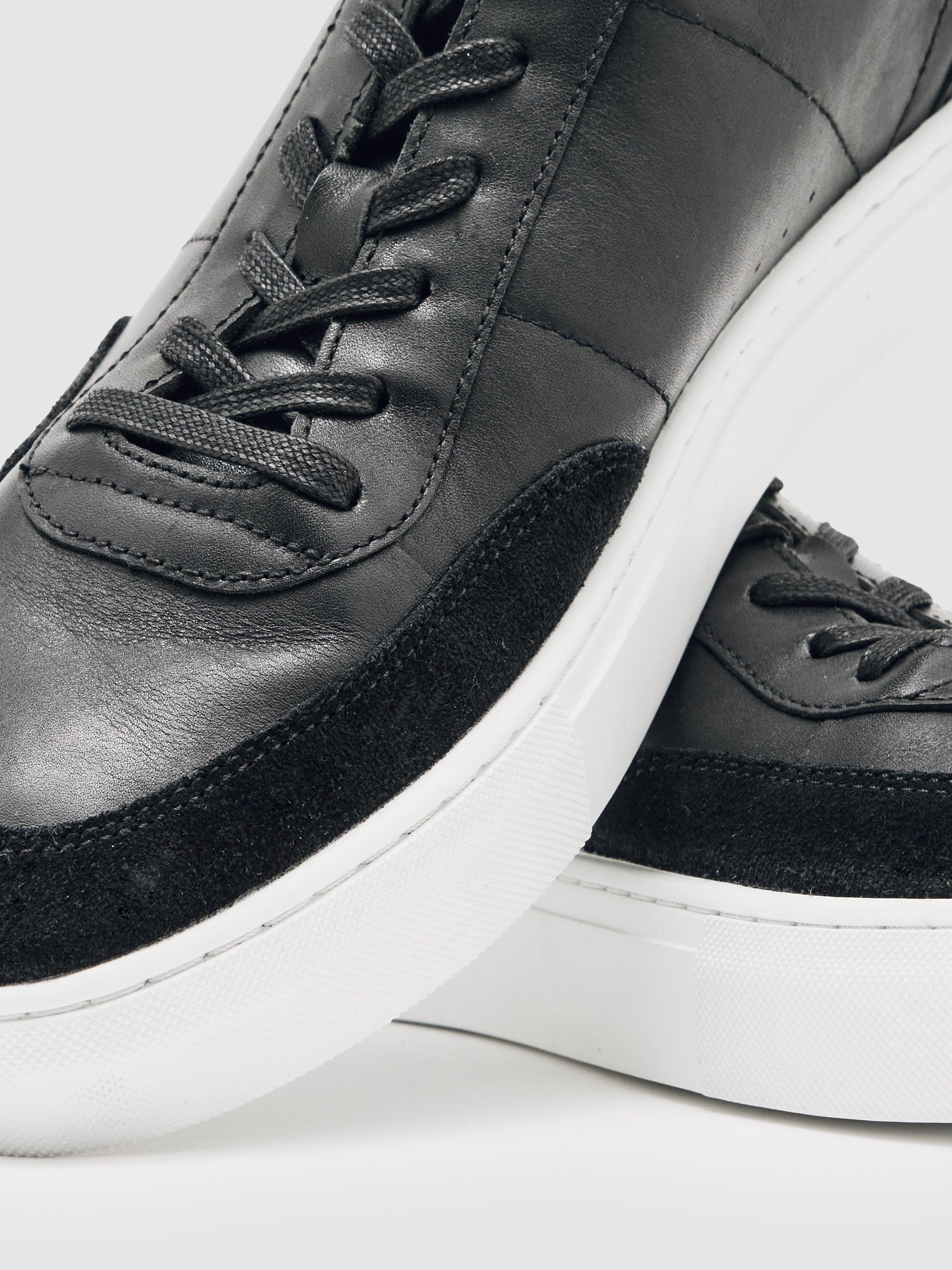 Product image 2 of 5, which shows Reiss Finton Lace Up Leather Trainers, Black, 7