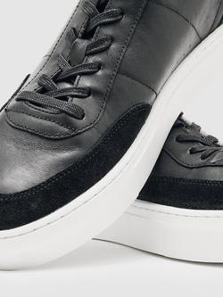 Reiss Finton Lace Up Leather Trainers - view 2, Black