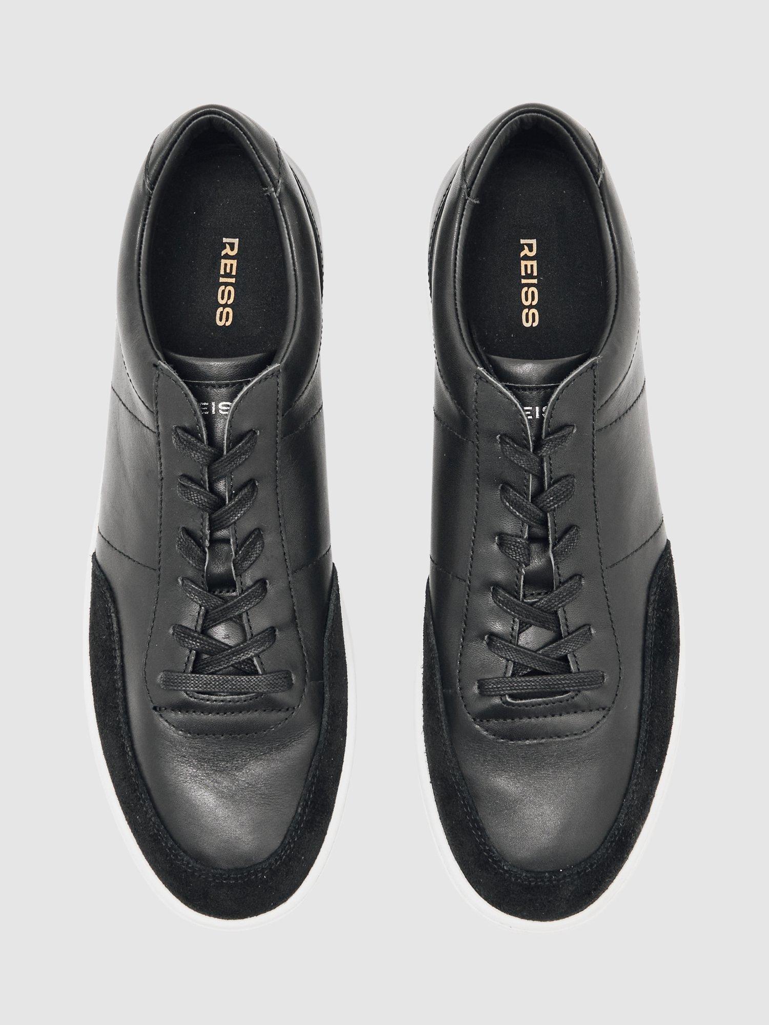Product image 4 of 5, which shows Reiss Finton Lace Up Leather Trainers, Black, 7