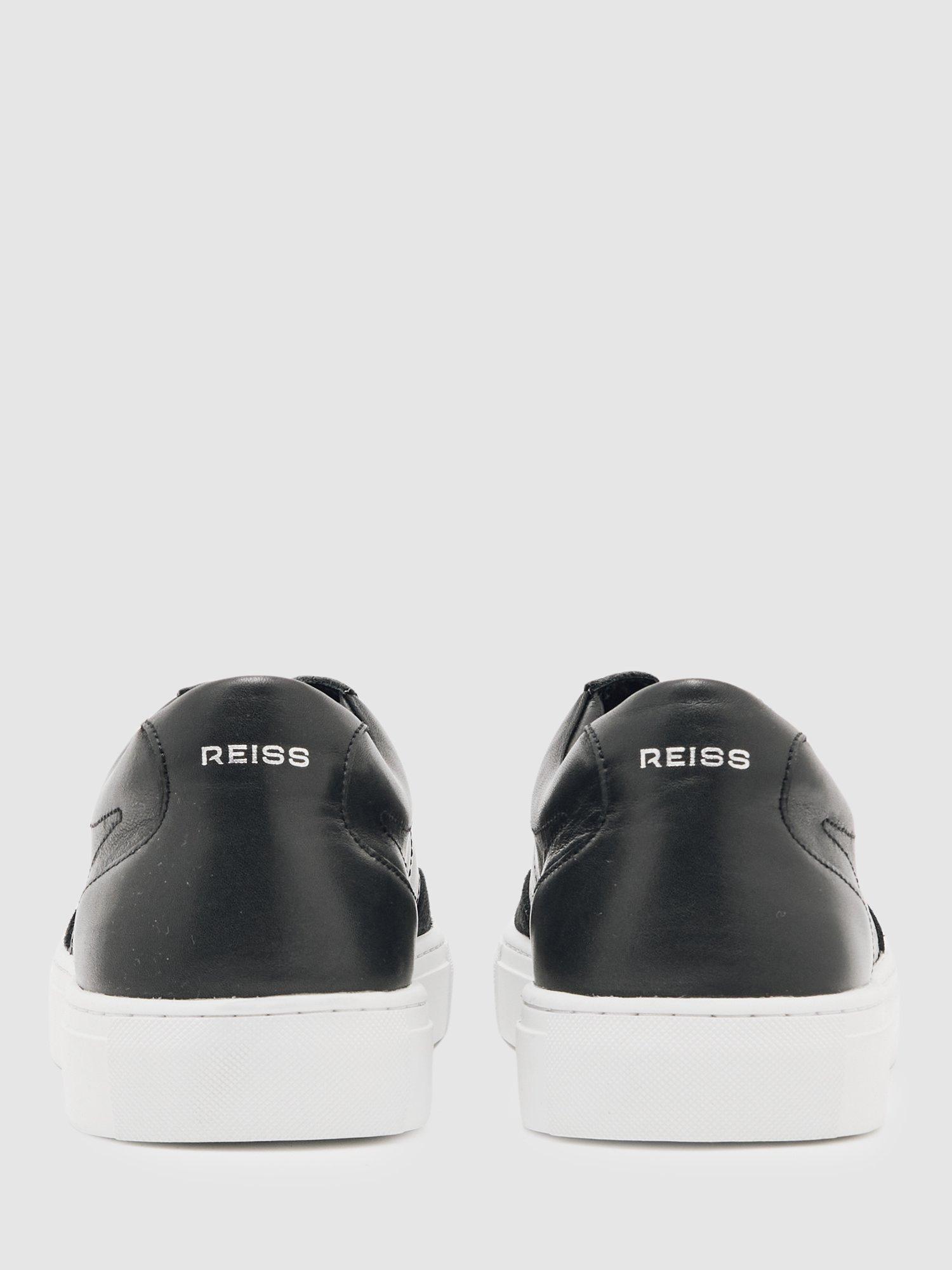 Product image 5 of 5, which shows Reiss Finton Lace Up Leather Trainers, Black, 7