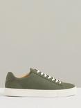 Reiss Finley Nubuck Low Top Trainers, Ecru, Thyme Green