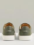 Reiss Finley Nubuck Low Top Trainers, Ecru, Thyme Green