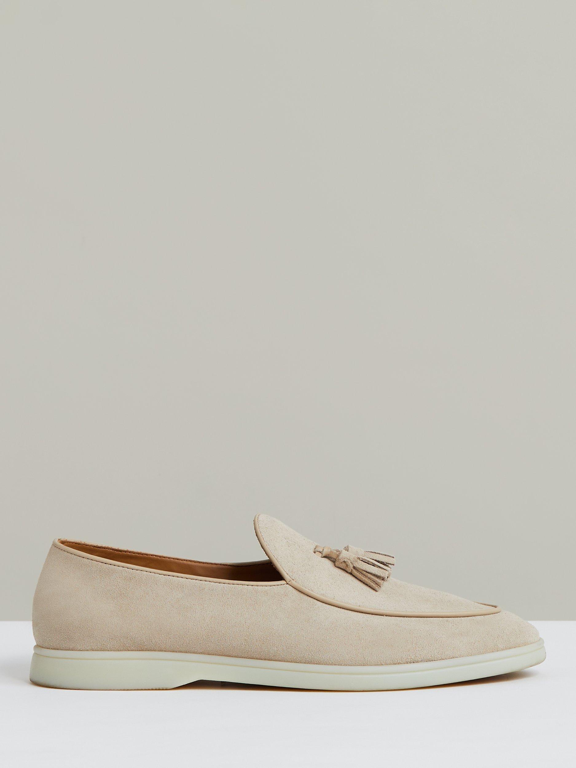Product image 1 of 5, which shows Reiss Harrison Suede Loafers, Light Stone, 8