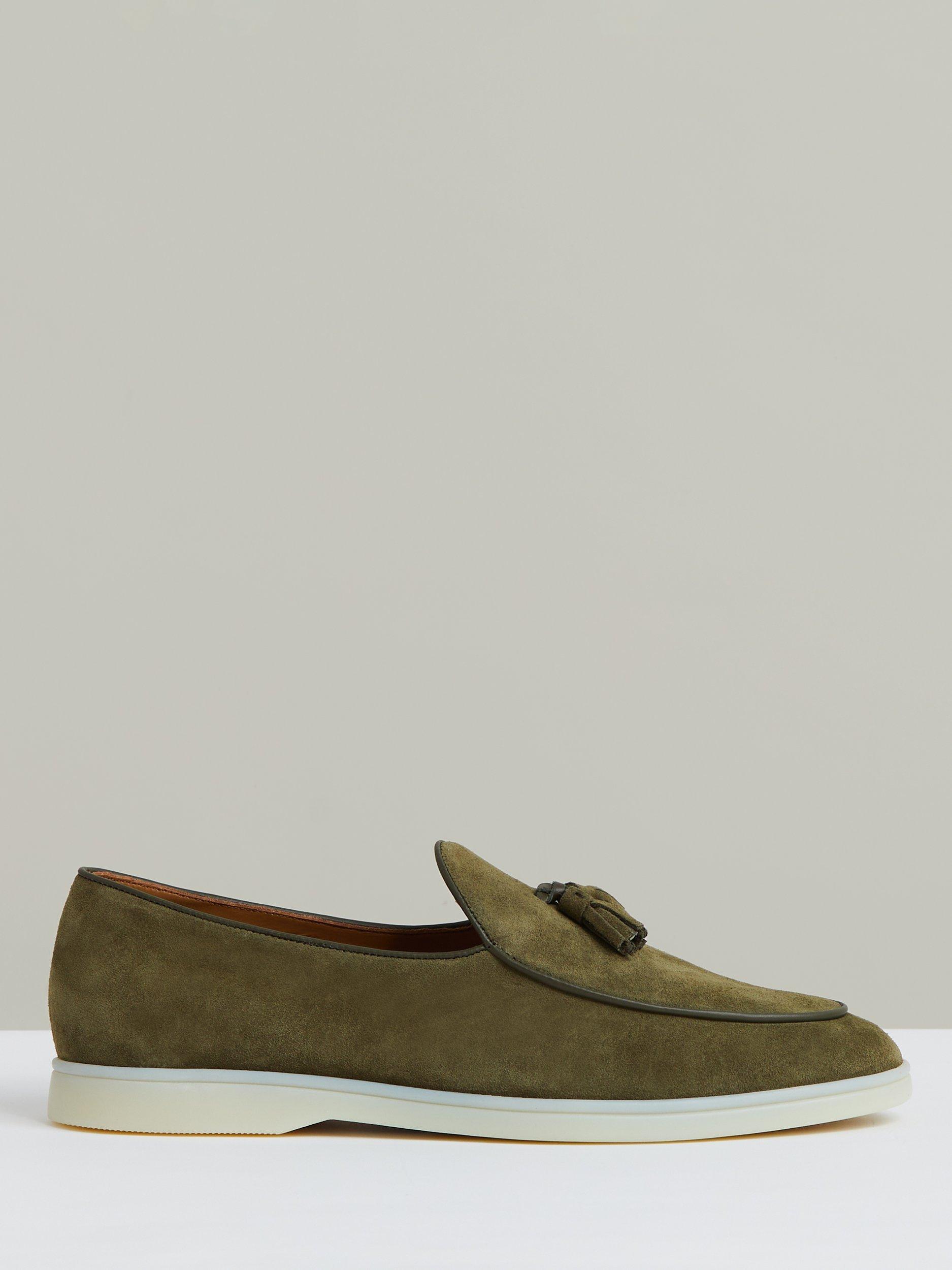 Product image 1 of 5, which shows Reiss Harrison Suede Loafers, Moss Green, 7