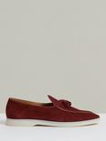Reiss Harrison Suede Loafers, Maroon Red
